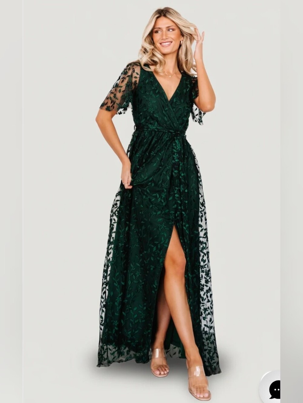 Baltic Born Green Marseille Embossed Maxi Dress Size S
